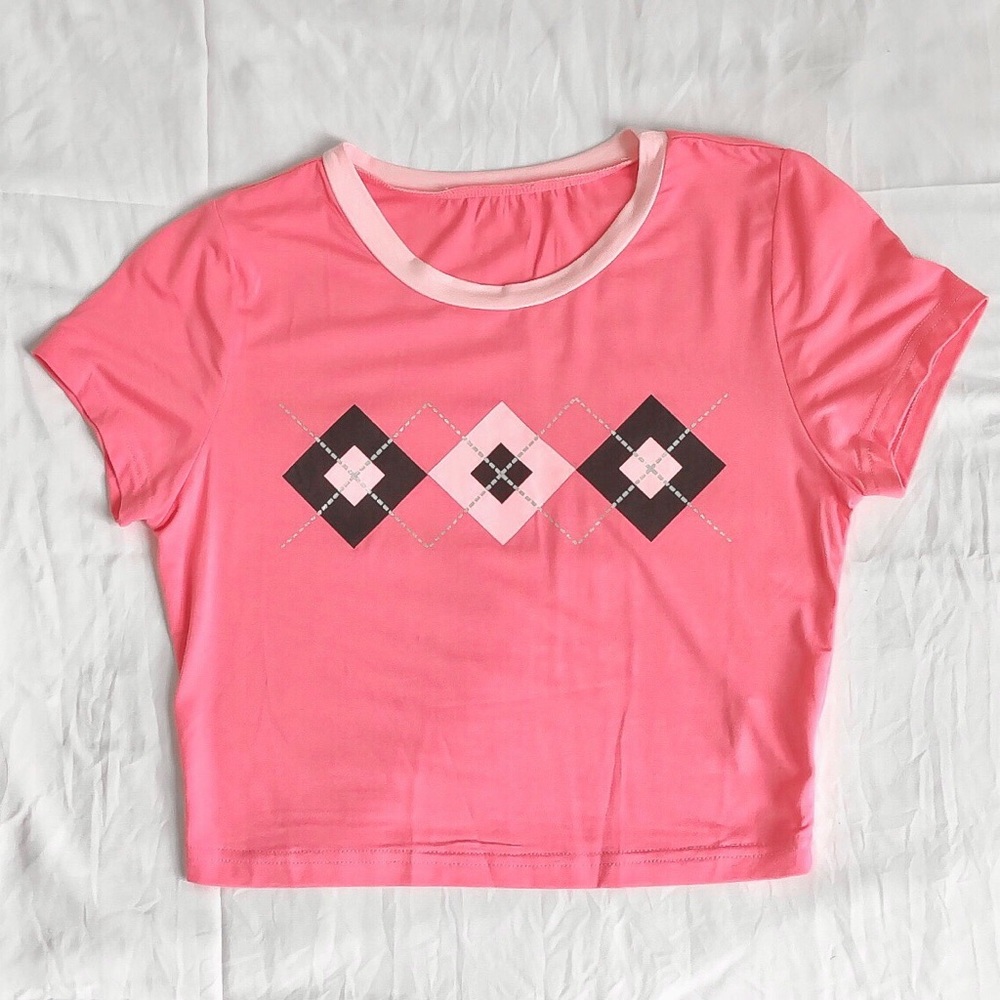PINK ARGYLE TOP